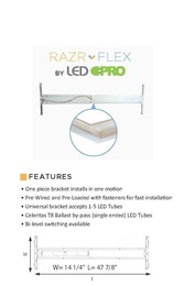 Razr-Flex LED 15" Wrap KIT  - (2) 18w Ballast Bypass- Aluminum - 40K or 50K - FROSTED